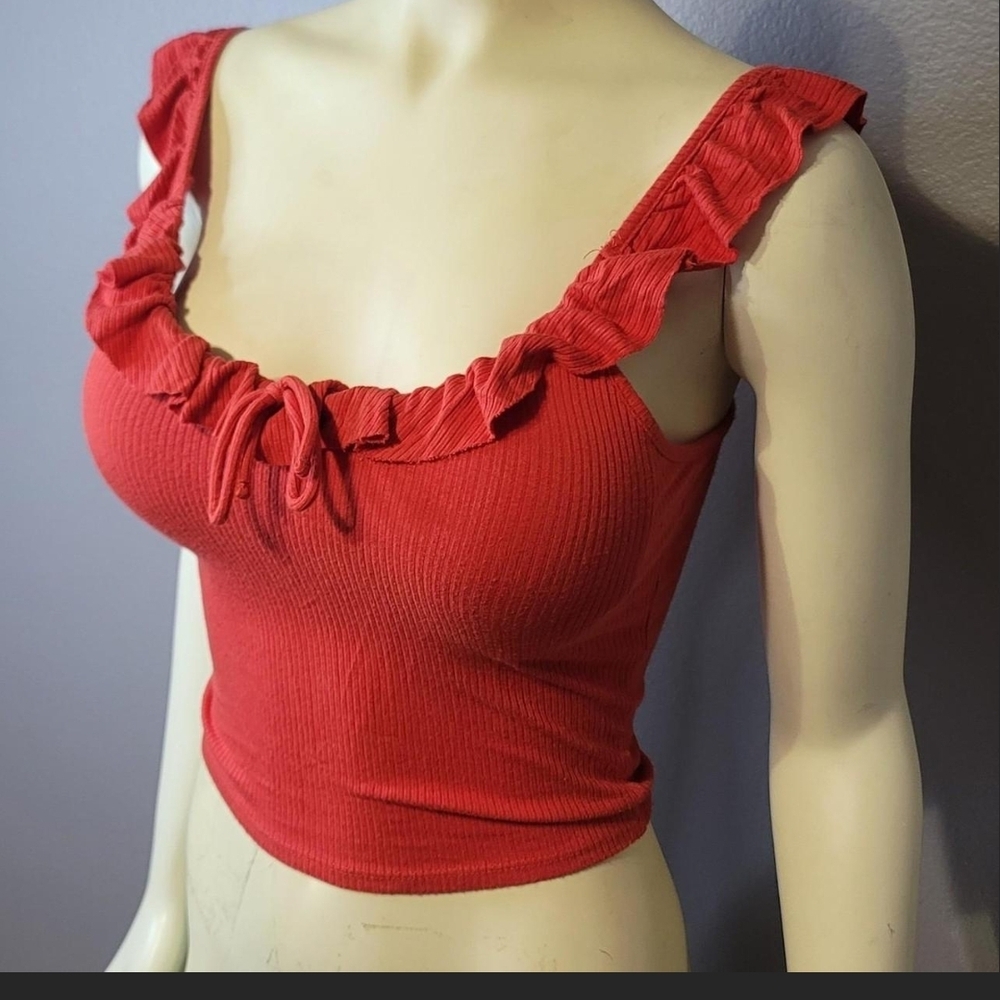 Forever 21 Red Ruffled Crop Top
